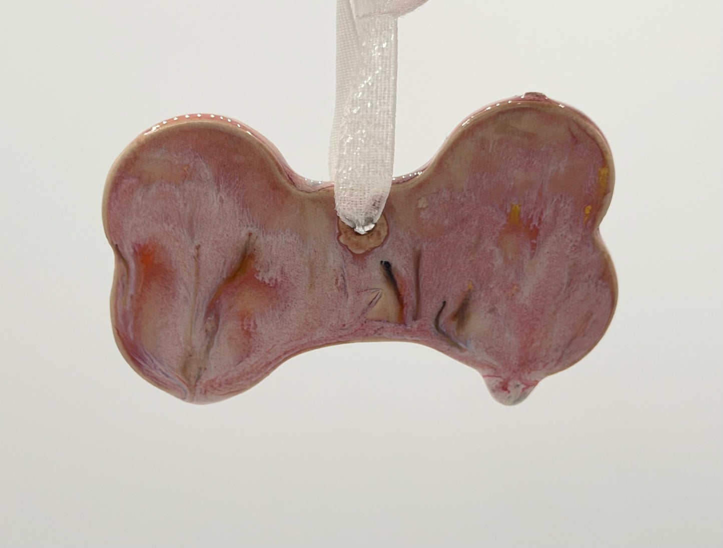 Pink Heart Dog Bone Ornament