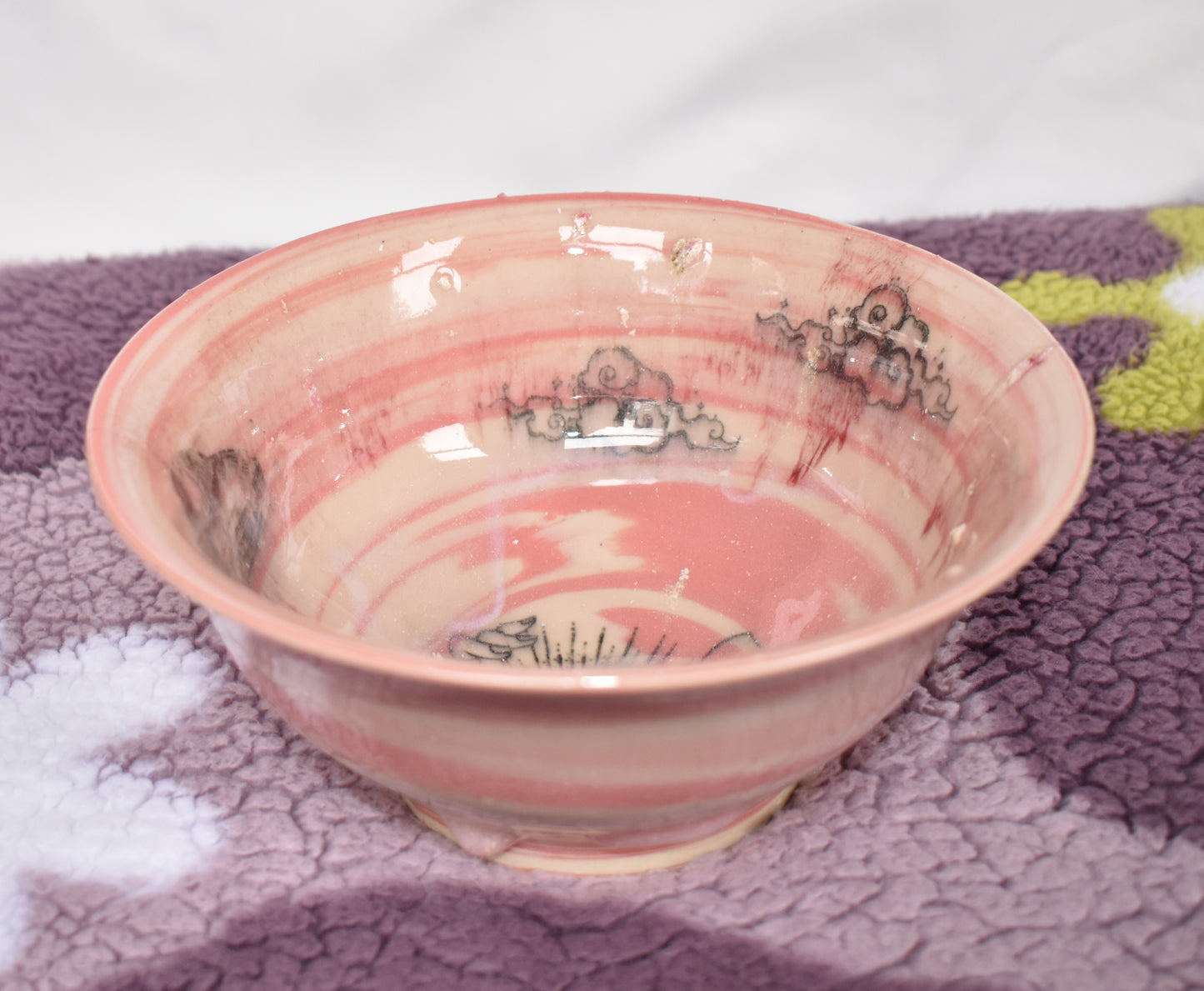 Pink and White Swirl Bowl