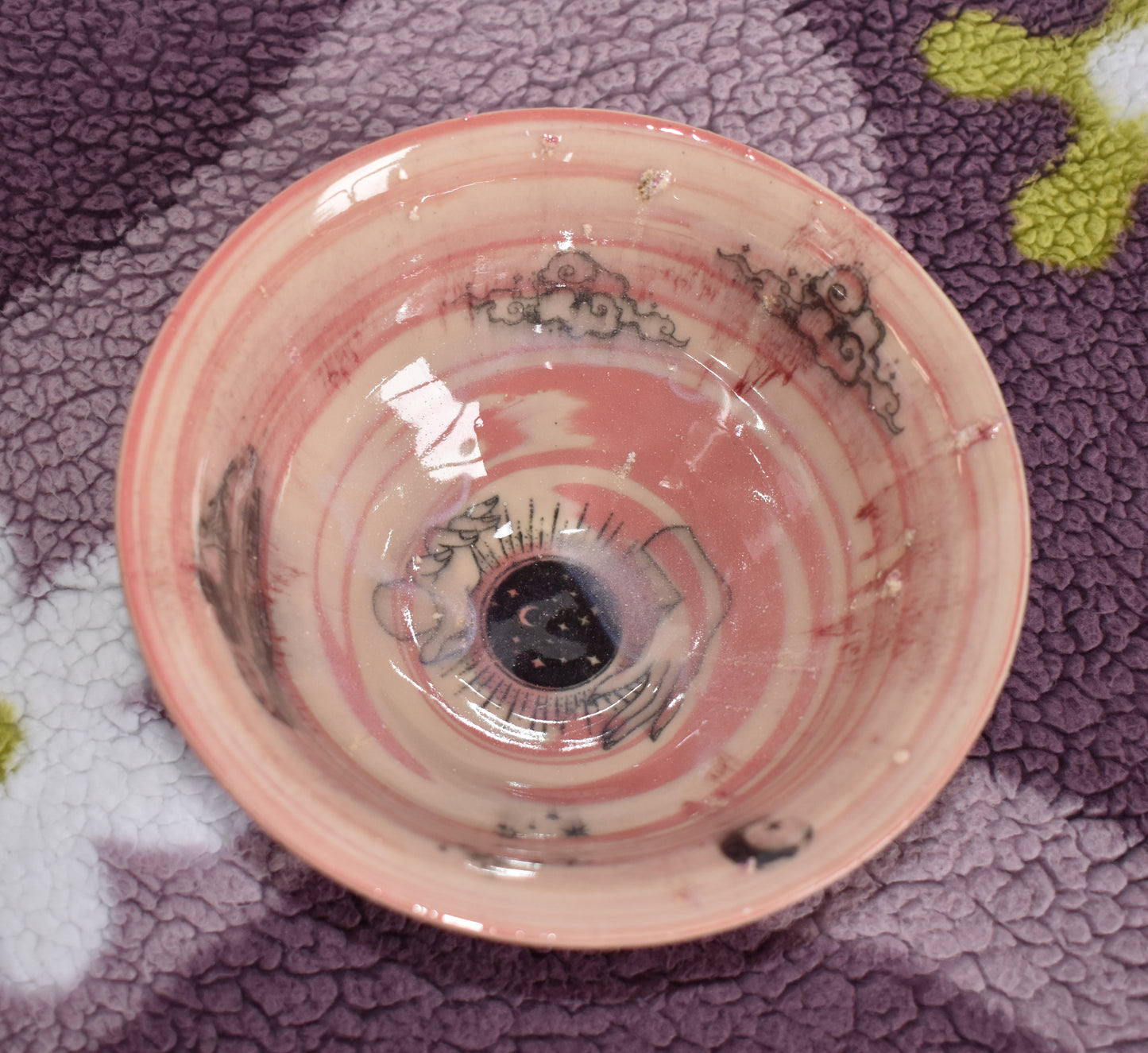 Pink and White Swirl Bowl