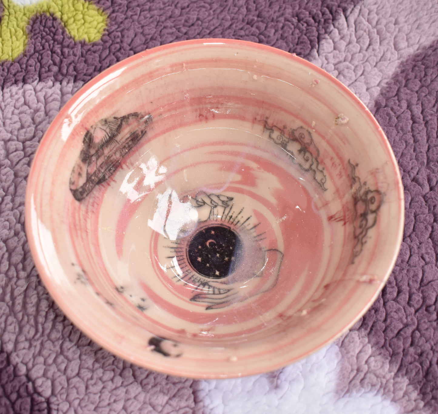 Pink and White Swirl Bowl