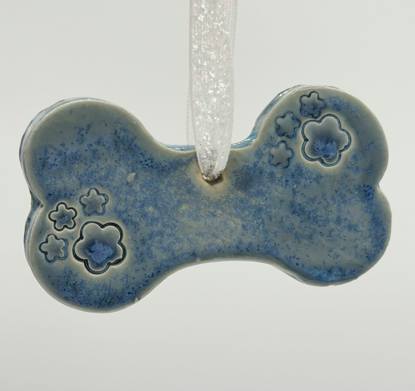Blue Flower Dog Bone Ornament